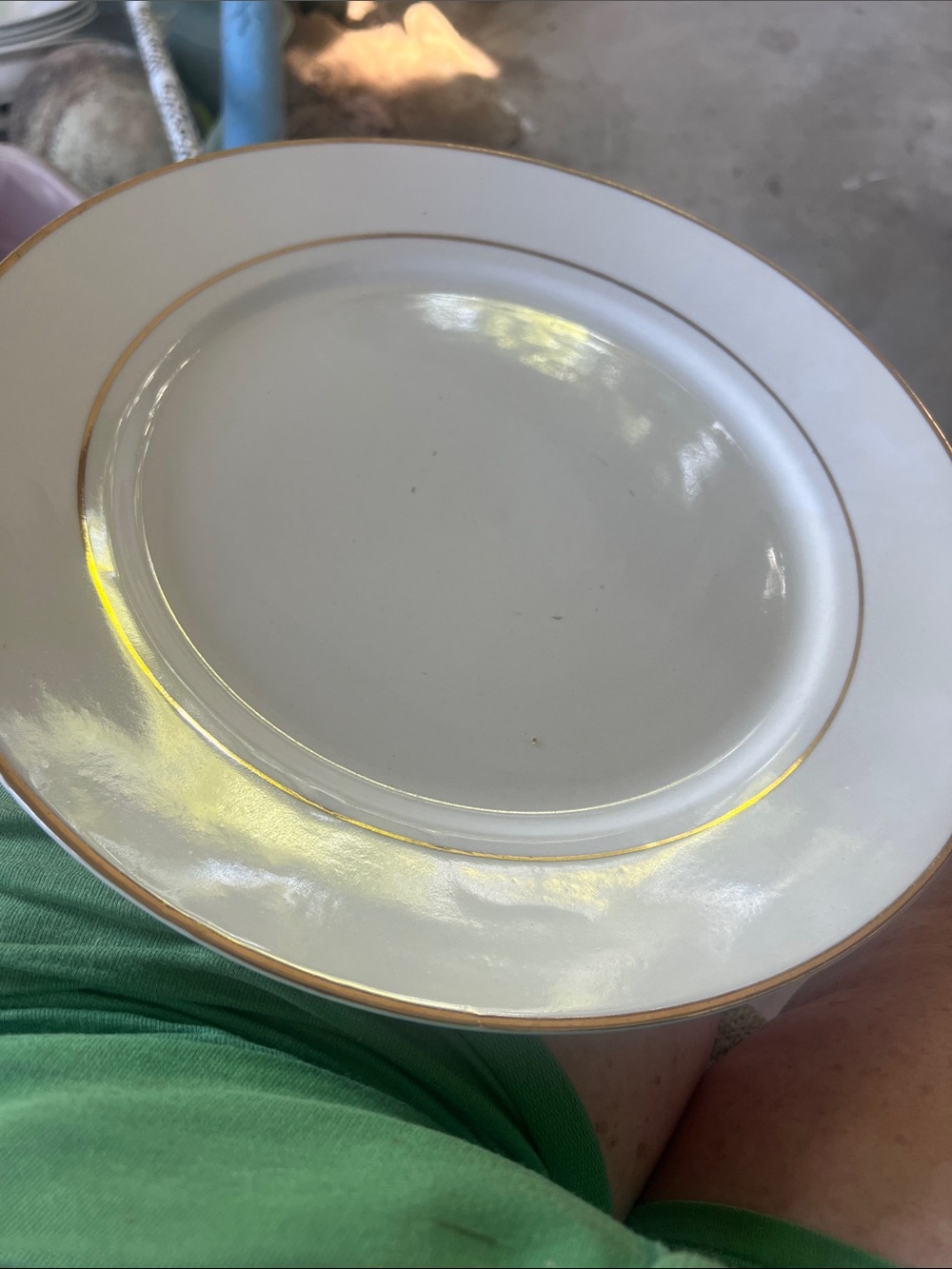 Vintage Classic White Dinner Platter with Gold Trim - Elegant Home Dining